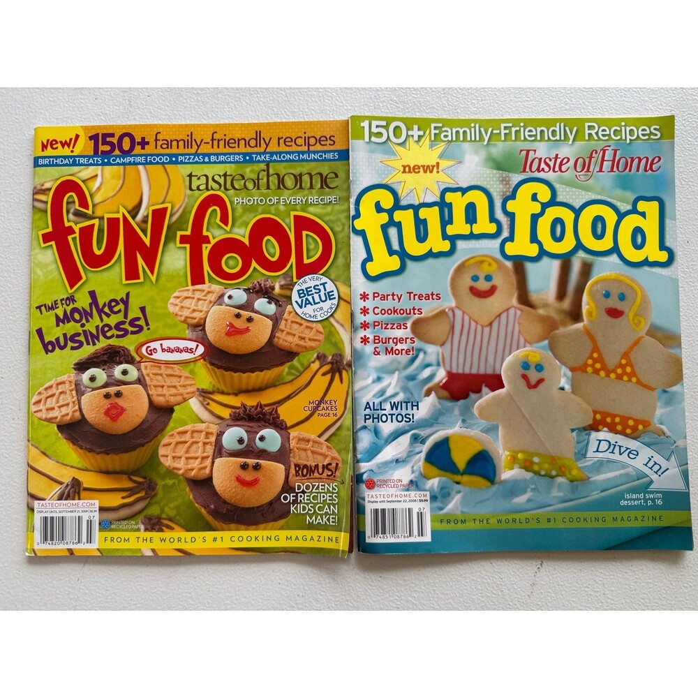 Vintage Taste of Home Fun Food Magazines Lot 2008 & 2009 Kids Party Treats